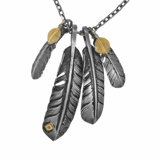 ARIZONA FREEDOM アリゾナフリーダム 70mm 太陽神メタル付き 唐草フェザー K18ハートフェザー カスタム ネックレス シルバー系【中古】