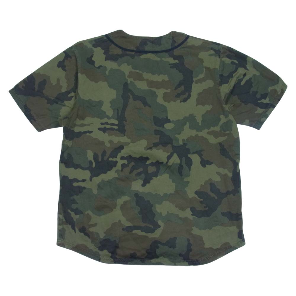 STUSSY ステューシー カモ柄 ベースボールシャツ カーキ系 XL【中古】