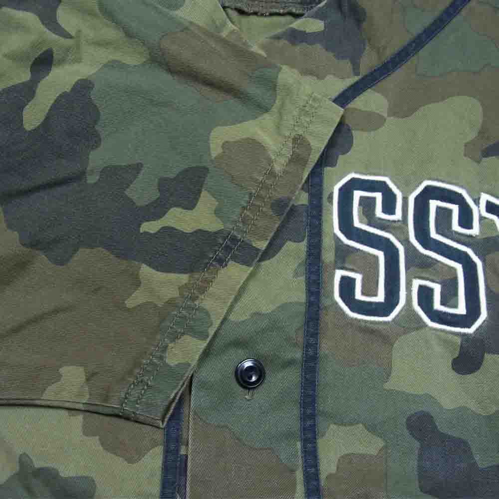 STUSSY ステューシー カモ柄 ベースボールシャツ カーキ系 XL【中古】