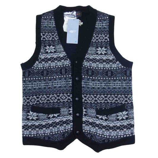 BEAMS ビームス × GIM ジム 別注 ISLE ニット ベスト ブラック系 S【新古品】【未使用】【中古】