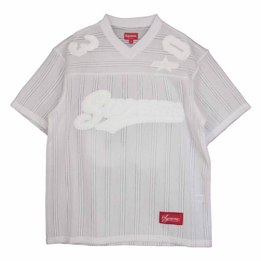 Supreme シュプリーム 21SS Mesh Stripe Football Jersey メッシュ ストライプ フットボールジャージー 半袖シャツ ホワイト系 S【新古品】【未使用】【中古】