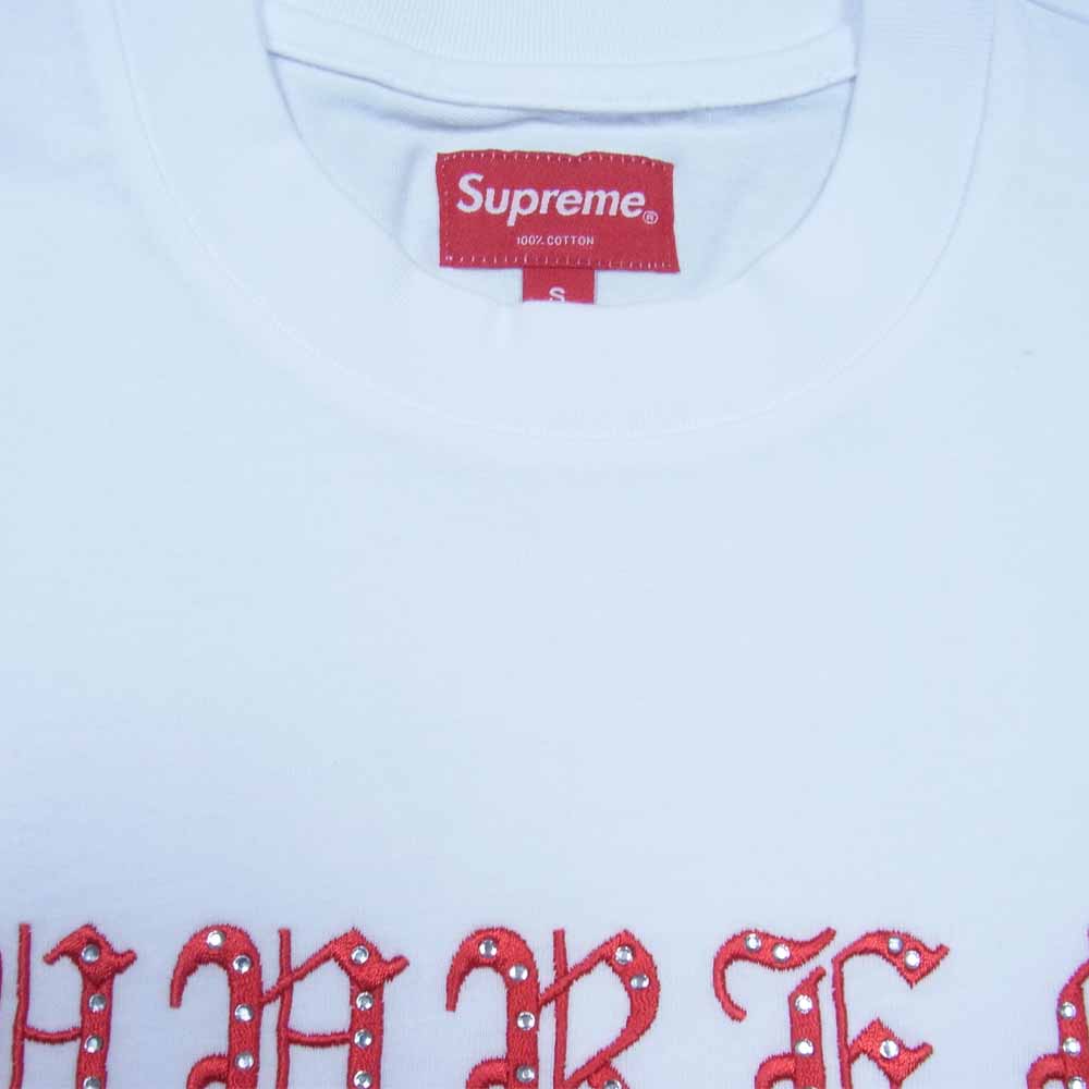 Supreme シュプリーム 21SS Old English Rhinestone S/S Top オールドイングリッシュ リネンストーン 半袖Tシャツ ホワイト系 S【新古品】【未使用】【中古】
