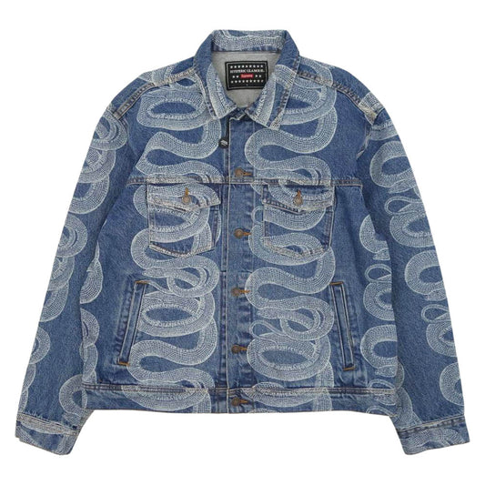 Supreme シュプリーム 21SS × HYSTERIC GLAMOUR Snake Denim Trucker Jacket シュプリーム ヒステリックグラマー スネーク デニム トラッカー ジャケット インディゴブルー系 L【新古品】【未使用】【中古】