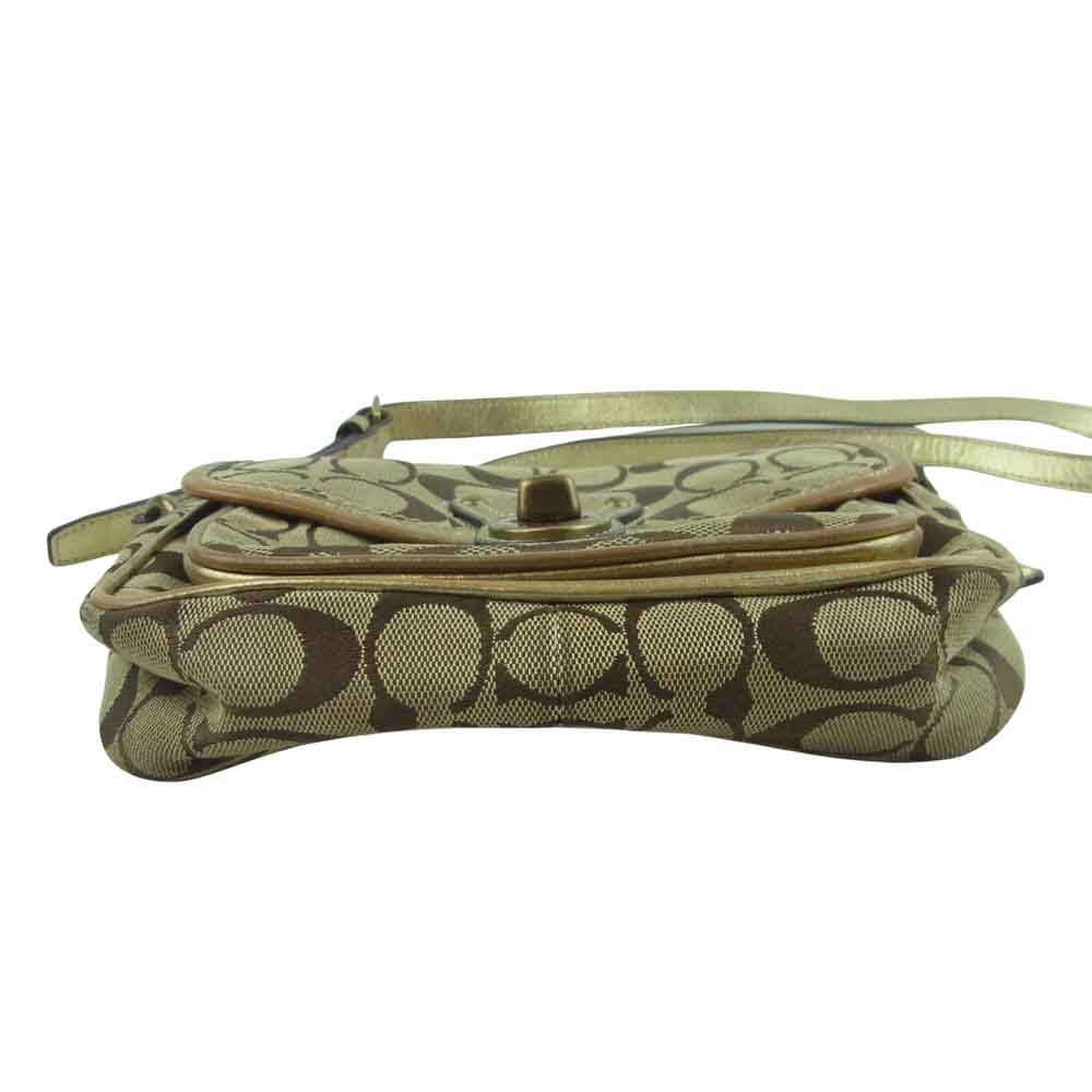 COACH コーチ F10566 シグネチャー クリケット ショルダー バッグ ベージュ系 ゴールド系【中古】