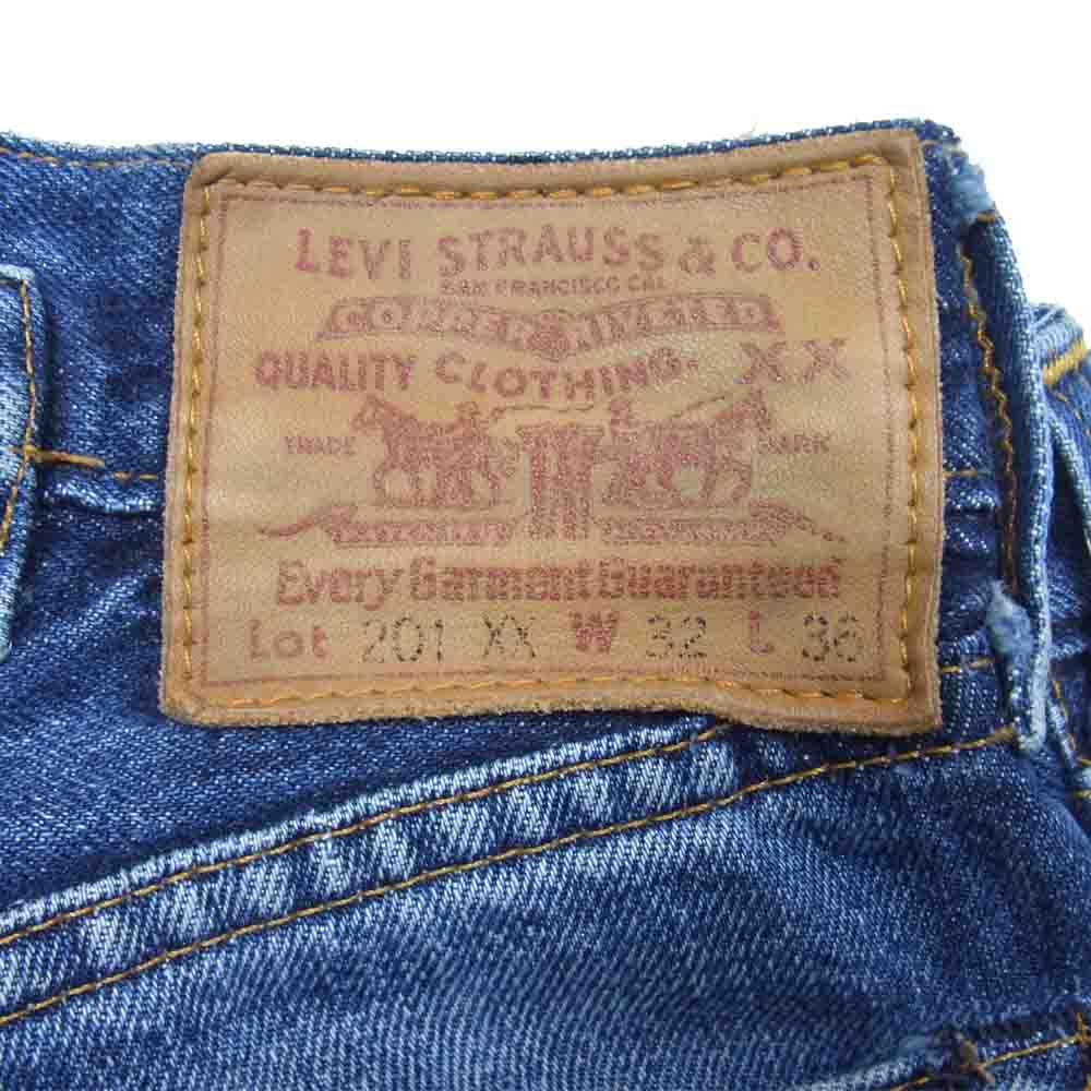 Levi's リーバイス 201XX ボタン裏刻印555 カンヌキ 隠しリベット BIGE シンチバック ボタンフライ デニム パンツ インディゴブルー系 32【中古】