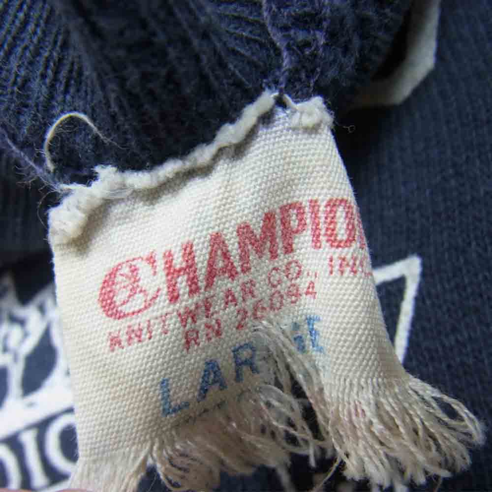 Champion チャンピオン 65s~67sランタグ カレッジプリント スウェット トレーナー ネイビー系 L【中古】