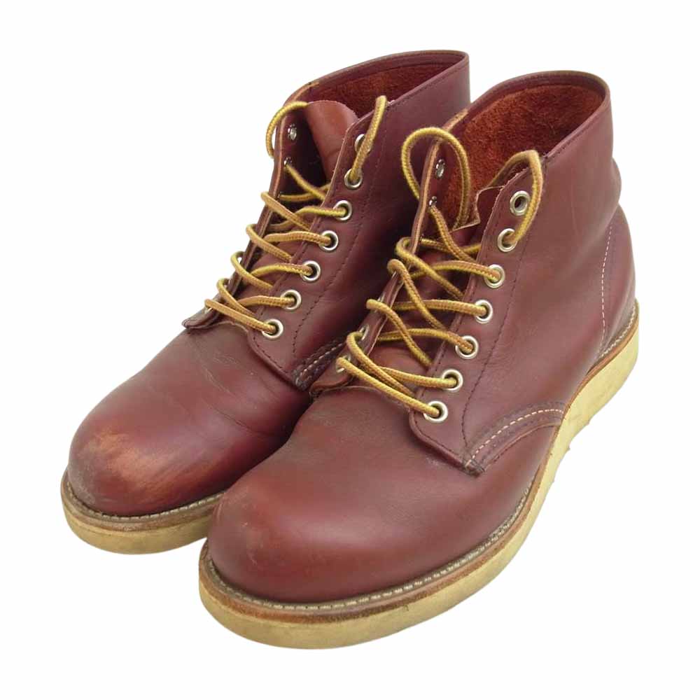 RED WING レッドウィング 8166 刺繍羽タグ 6inch CLASSIC PLAIN TOE プレーントゥブーツ エンジ系 6 1/2【中古】