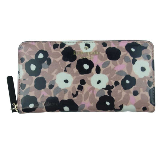 Kate Spade ケイトスペード シダー ストリート フローラル レイシー ウォレット 長財布 ピンク系 ブラック系【極上美品】【中古】