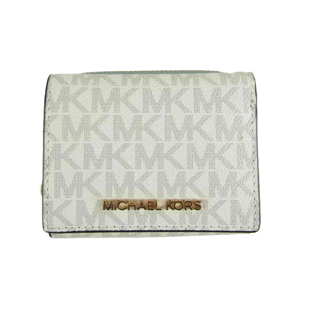 Michael Kors マイケルコース 35H9GTVZ5B モノグラム 三つ折り 財布  ホワイト系【新古品】【未使用】【中古】