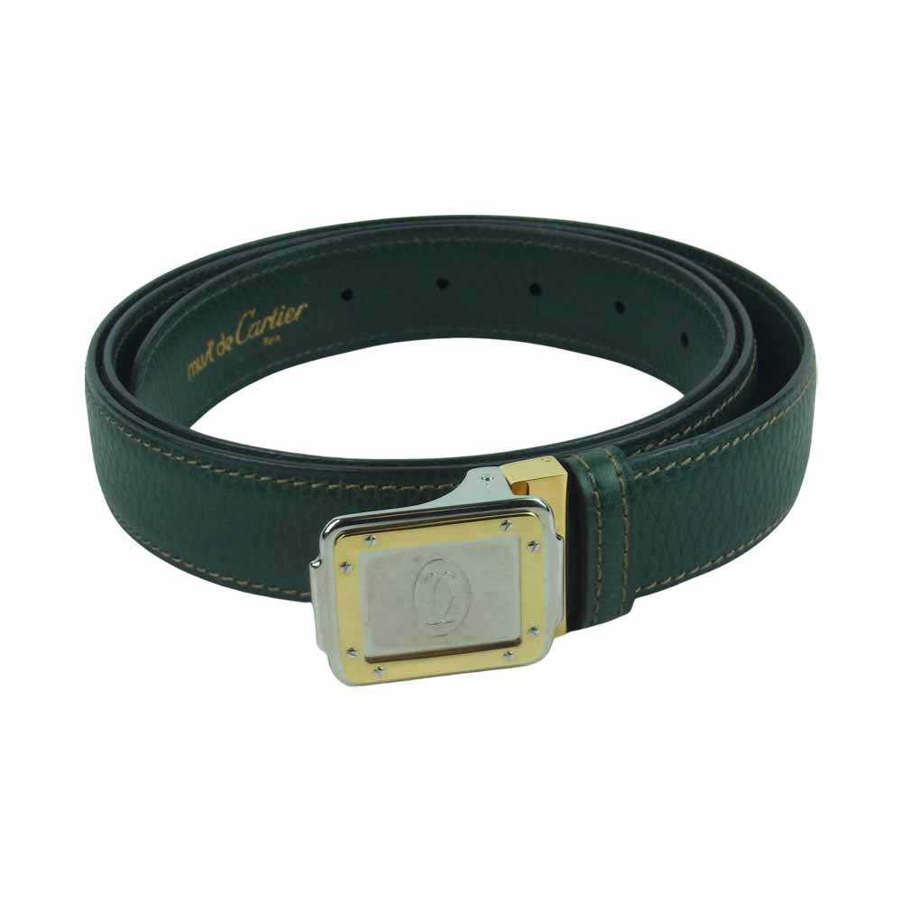 CARTIER カルティエ マストドゥ バックル式 ベルト スペイン製 グリーン系【中古】