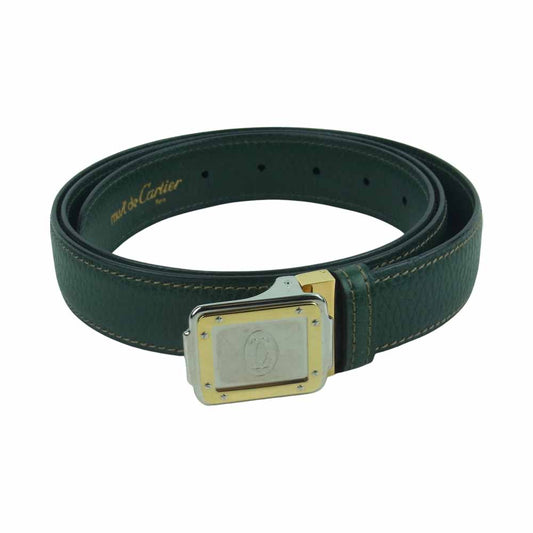 CARTIER カルティエ マストドゥ バックル式 ベルト スペイン製 グリーン系【中古】