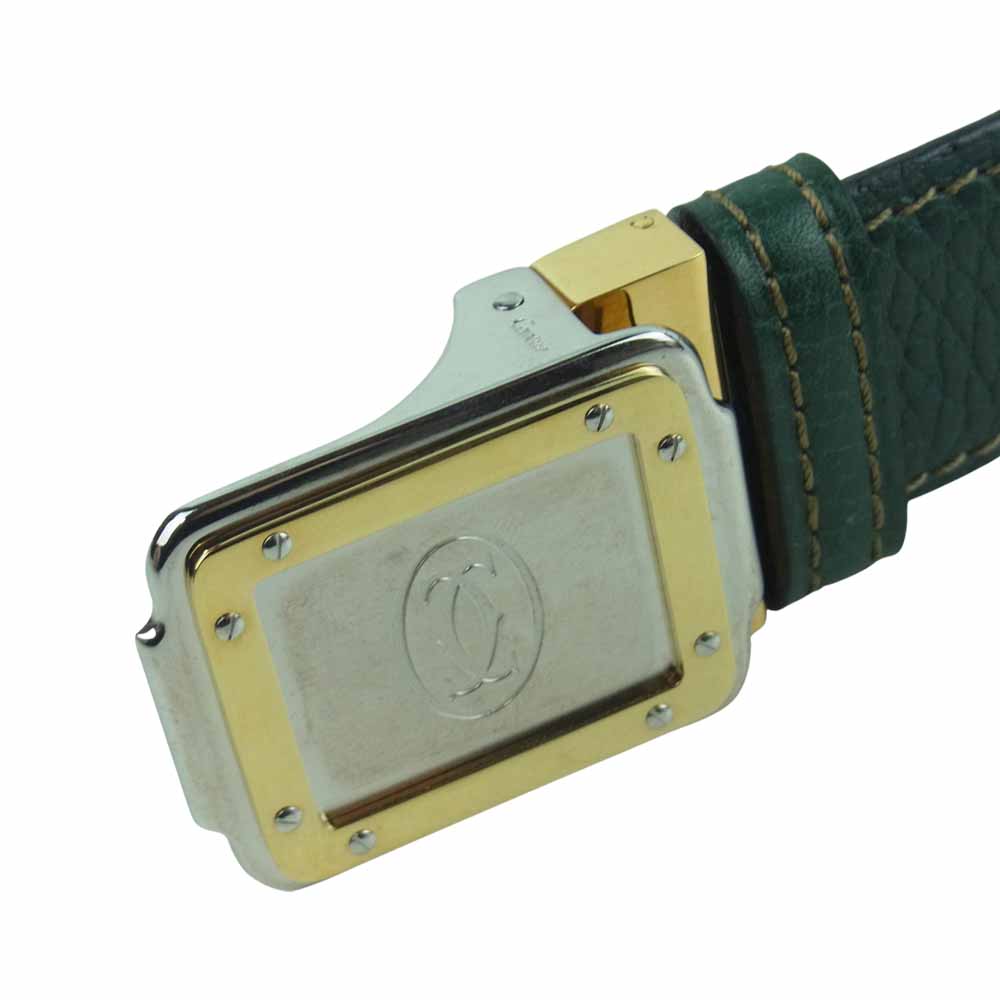 CARTIER カルティエ マストドゥ バックル式 ベルト スペイン製 グリーン系【中古】