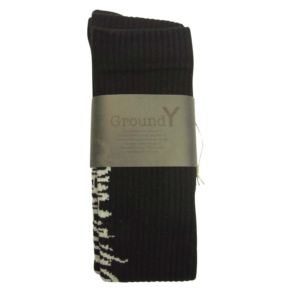 Yohji Yamamoto ヨウジヤマモト GroundY GM-M03-091 ロゴ ソックス 靴下 2足セット ブラック系【新古品】【未使用】【中古】