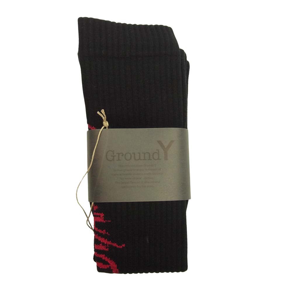 Yohji Yamamoto ヨウジヤマモト GroundY GM-M03-091 ロゴ ソックス 靴下 2足セット ブラック系【新古品】【未使用】【中古】