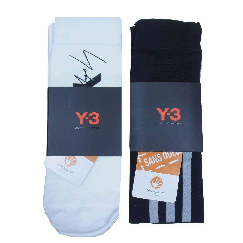 Yohji Yamamoto ヨウジヤマモト Y-3 ワイスリー TECH SOCK テック ロゴ ライン ソックス 靴下 2足セット 28-30【新古品】【未使用】【中古】