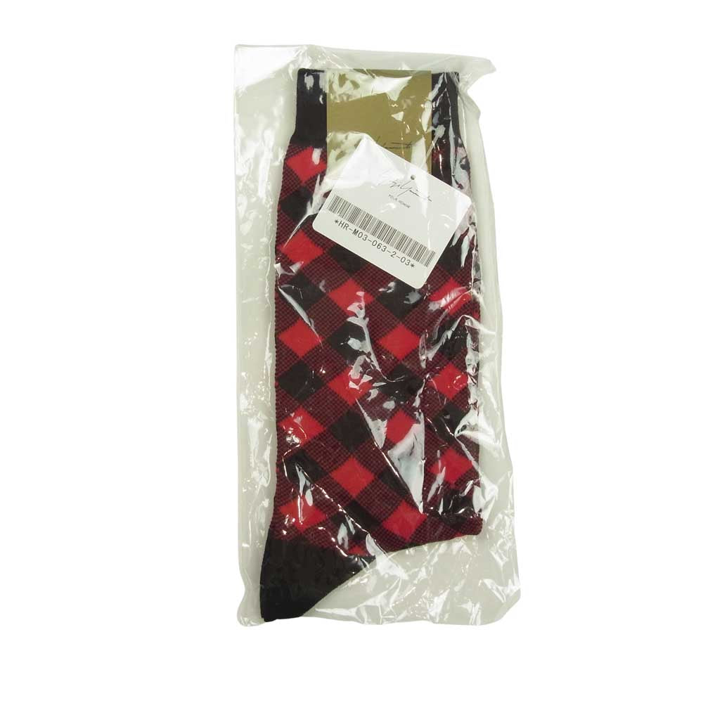 Yohji Yamamoto ヨウジヤマモト POUR HOMME プールオム スカル チェック柄 ロゴ ソックス 靴下 3足セット ブラック系【新古品】【未使用】【中古】
