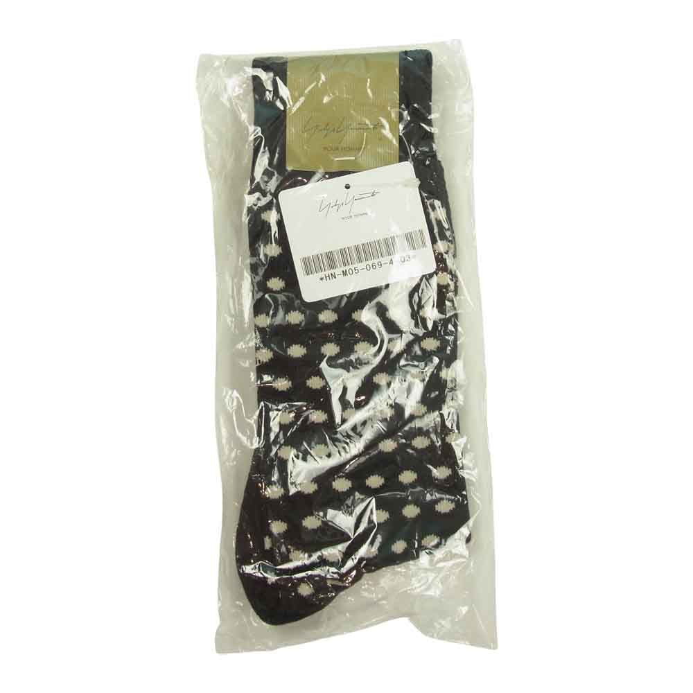 Yohji Yamamoto ヨウジヤマモト POUR HOMME プールオム スカル ドット柄 ロゴ ソックス 靴下 3足セット ブラック系【新古品】【未使用】【中古】