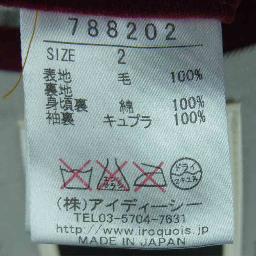 Iroquois イロコイ 788202 フロント刺繍 襟着脱 ウール コート 日本製 ブラック系 2【中古】