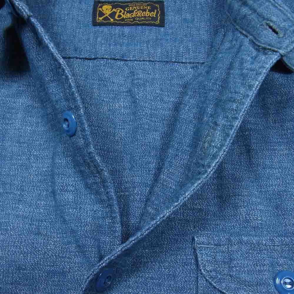 RUDE GALLERY BLACK REBEL ルードギャラリーブラックレーベル WORK SHIRTS ワーク シャツ インディゴブルー系 L【中古】