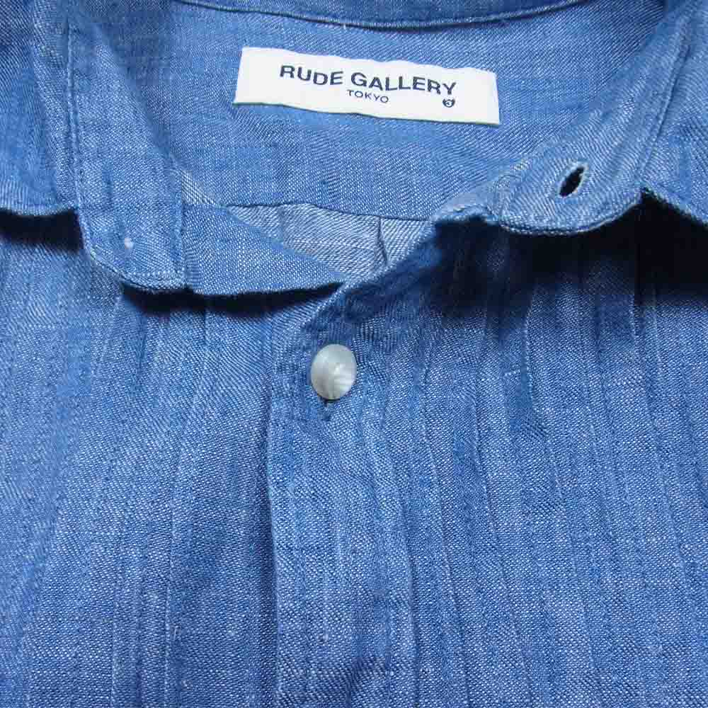 RUDE GALLERY ルードギャラリー プリーツ リネン シャツ インディゴブルー系 3【中古】