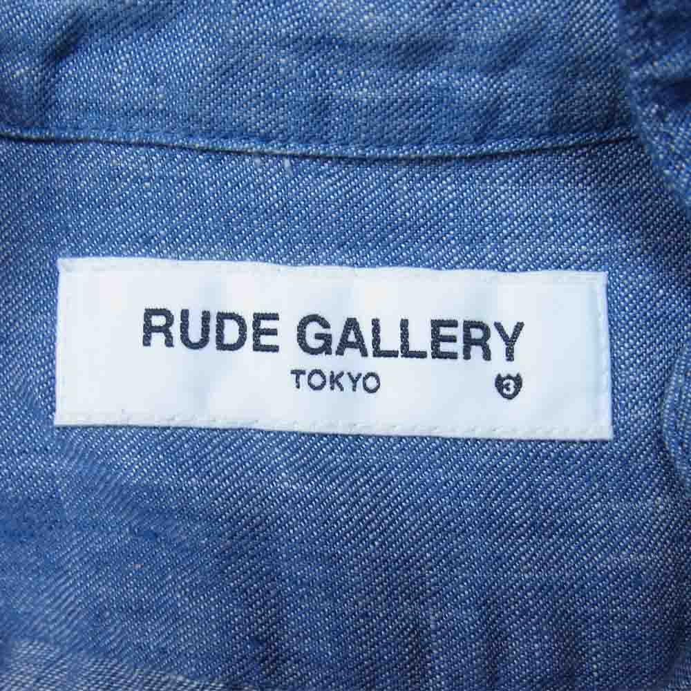RUDE GALLERY ルードギャラリー プリーツ リネン シャツ インディゴブルー系 3【中古】