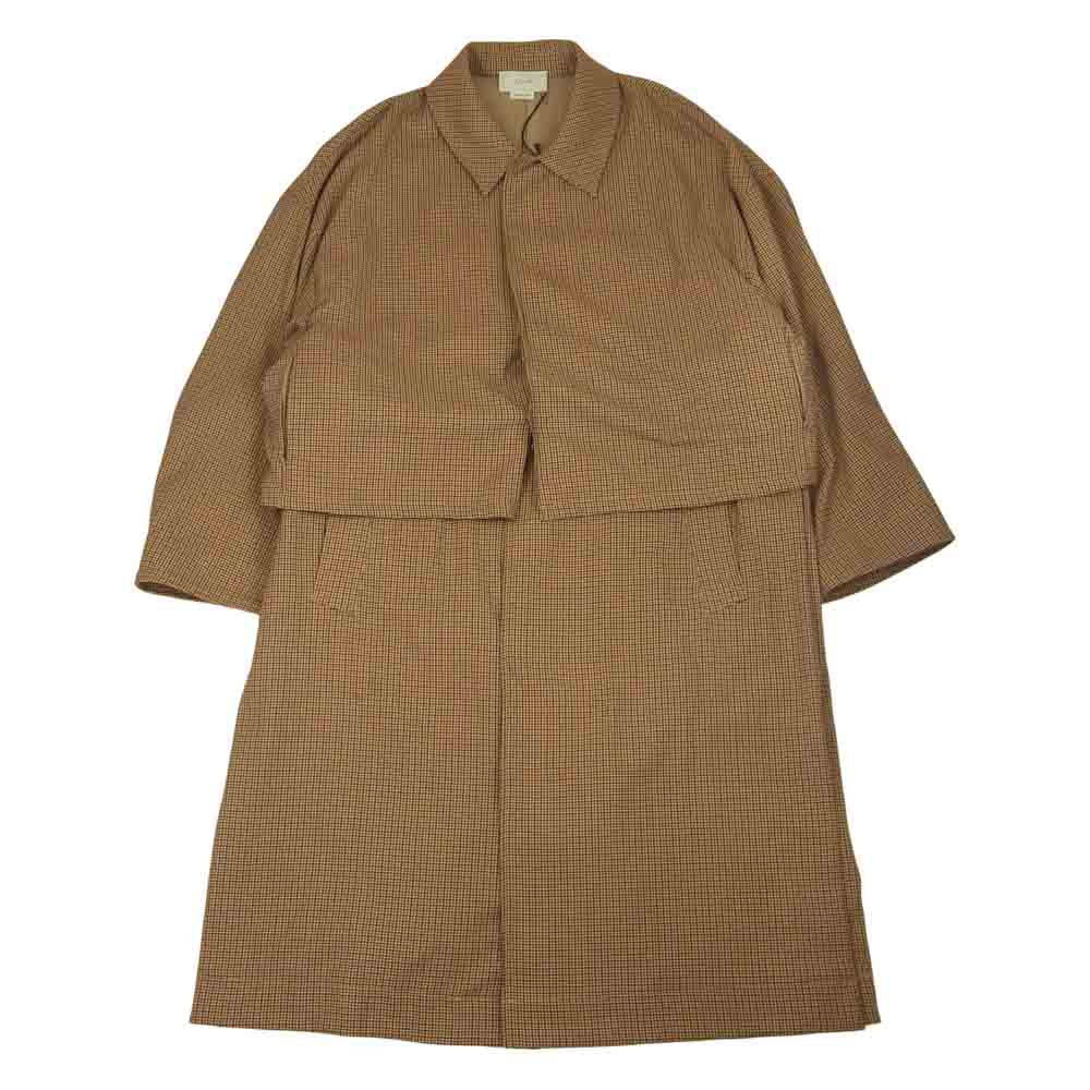 ヨーク 19SS YK19SS0019C 3WAY BAL COLLAR SHARE COAT チェック バルカラー シェア コート ライトブラウン系 M【美品】【中古】