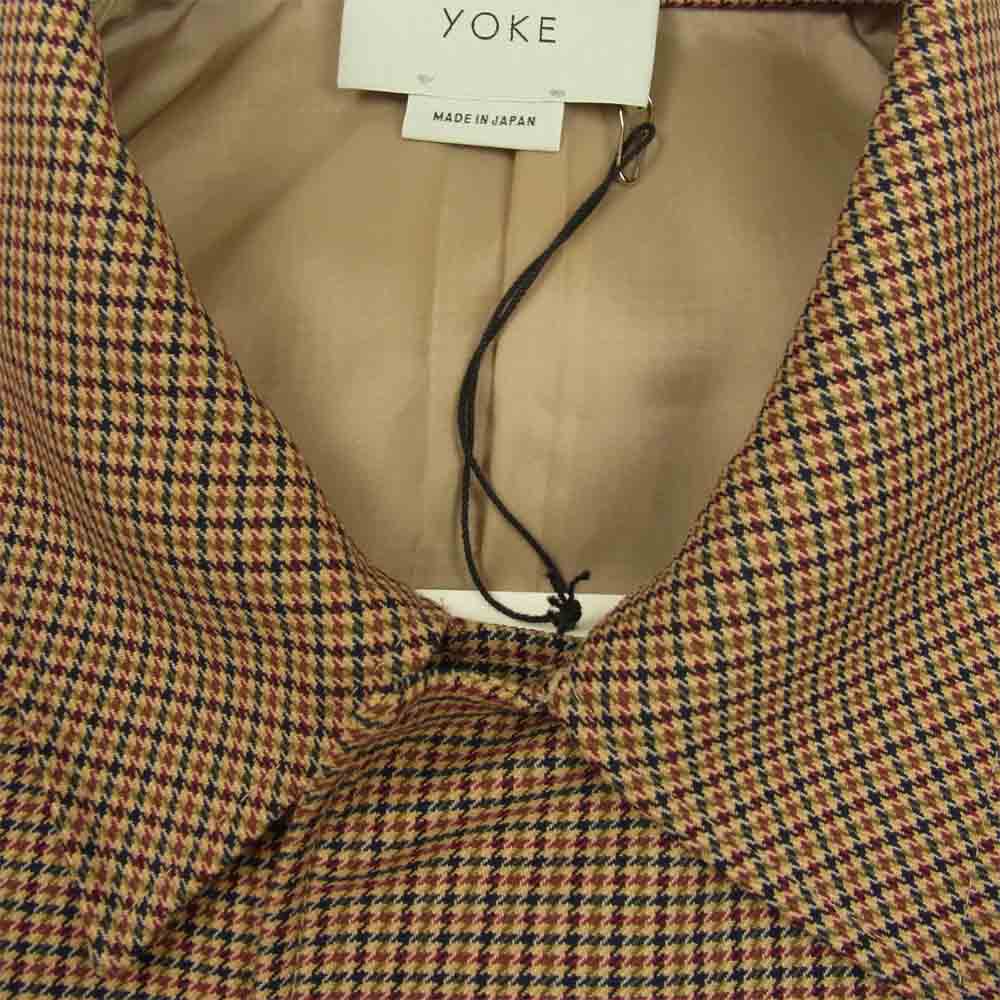 ヨーク 19SS YK19SS0019C 3WAY BAL COLLAR SHARE COAT チェック バルカラー シェア コート ライトブラウン系 M【美品】【中古】
