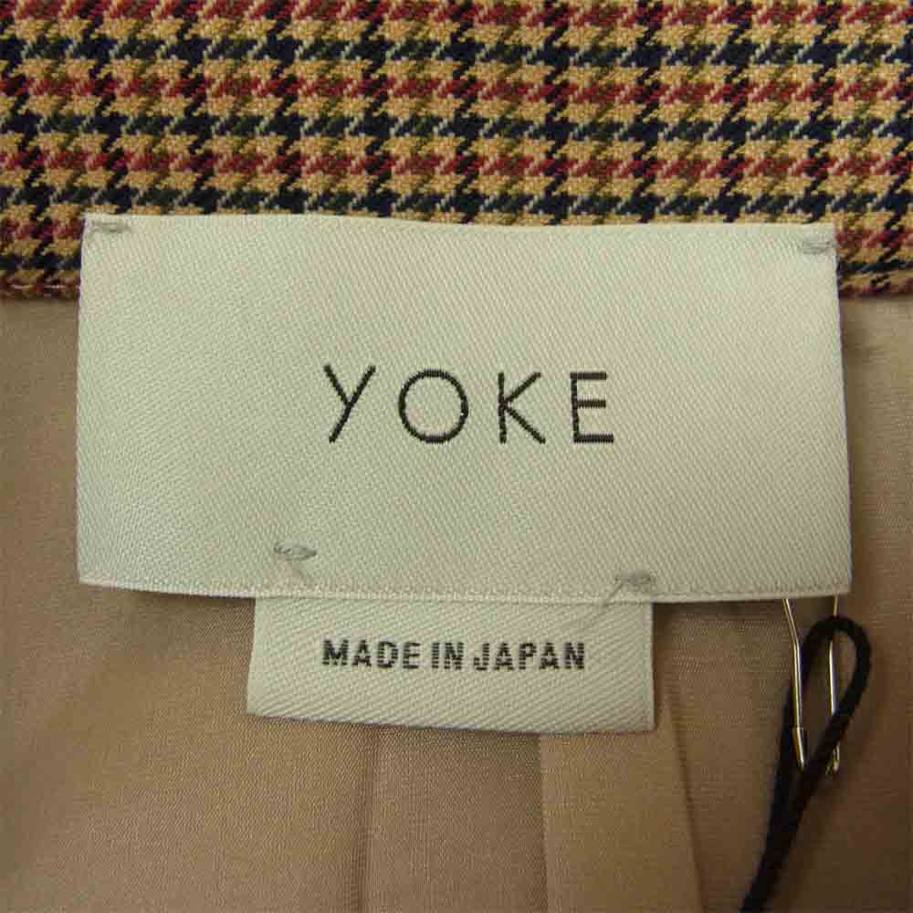 ヨーク 19SS YK19SS0019C 3WAY BAL COLLAR SHARE COAT チェック バルカラー シェア コート ライトブラウン系 M【美品】【中古】