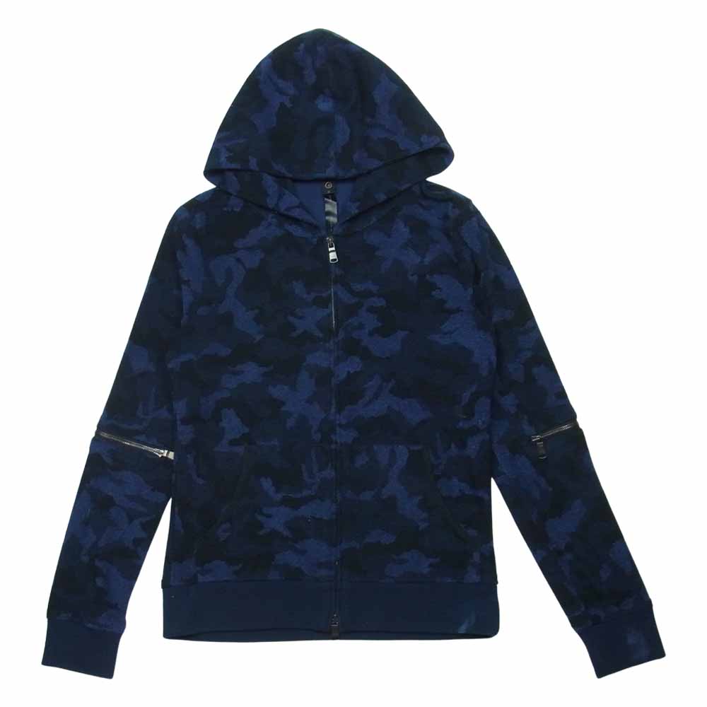 wjk ダブルジェイケイ camo jacquard parka カモフラ ジャガード ジップ パーカー 日本製 ブルー系 M【中古】