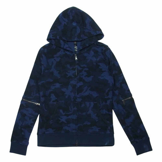 wjk ダブルジェイケイ camo jacquard parka カモフラ ジャガード ジップ パーカー 日本製 ブルー系 M【中古】