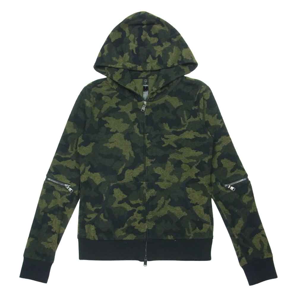 wjk ダブルジェイケイ 2821 jd10b camo jacquard parka カモフラ ジャガード ジップ パーカー グリーン系 S【中古】