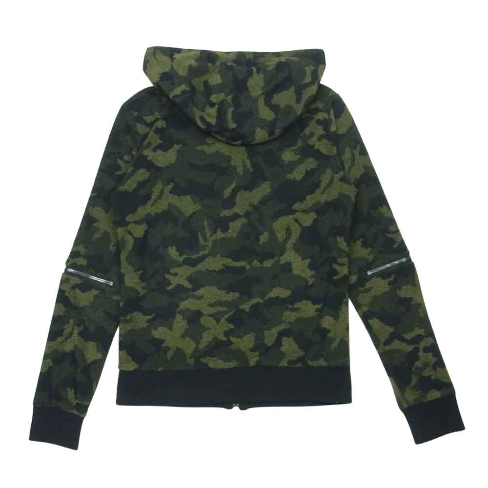 wjk ダブルジェイケイ 2821 jd10b camo jacquard parka カモフラ ジャガード ジップ パーカー グリーン系 S【中古】