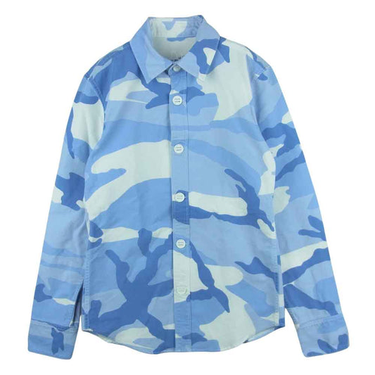 AKM エイケイエム S097 A51 P-ARMY SHIRTS ストレッチグログラン アーミー カモフラ 長袖 シャツ ライトブルー系 S【中古】