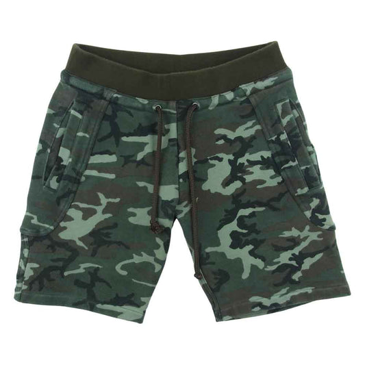 AKM エイケイエム K092 65 SOLID EASY SHORTS ソリッド イージー スウェット ショーツ カモフラ グリーン系 S【中古】