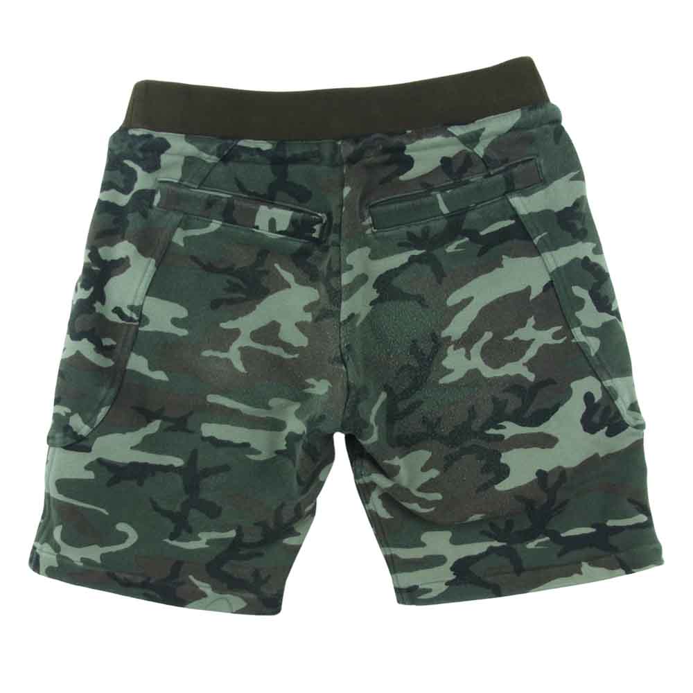 AKM エイケイエム K092 65 SOLID EASY SHORTS ソリッド イージー スウェット ショーツ カモフラ グリーン系 S【中古】
