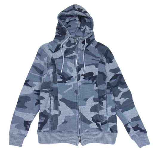 AKM エイケイエム J077 CTN099 ORIGINAL ROUGHY SWEAT ソリッド カモフラ ジップ パーカー SUIBOKU CAMO グレー系 S【中古】