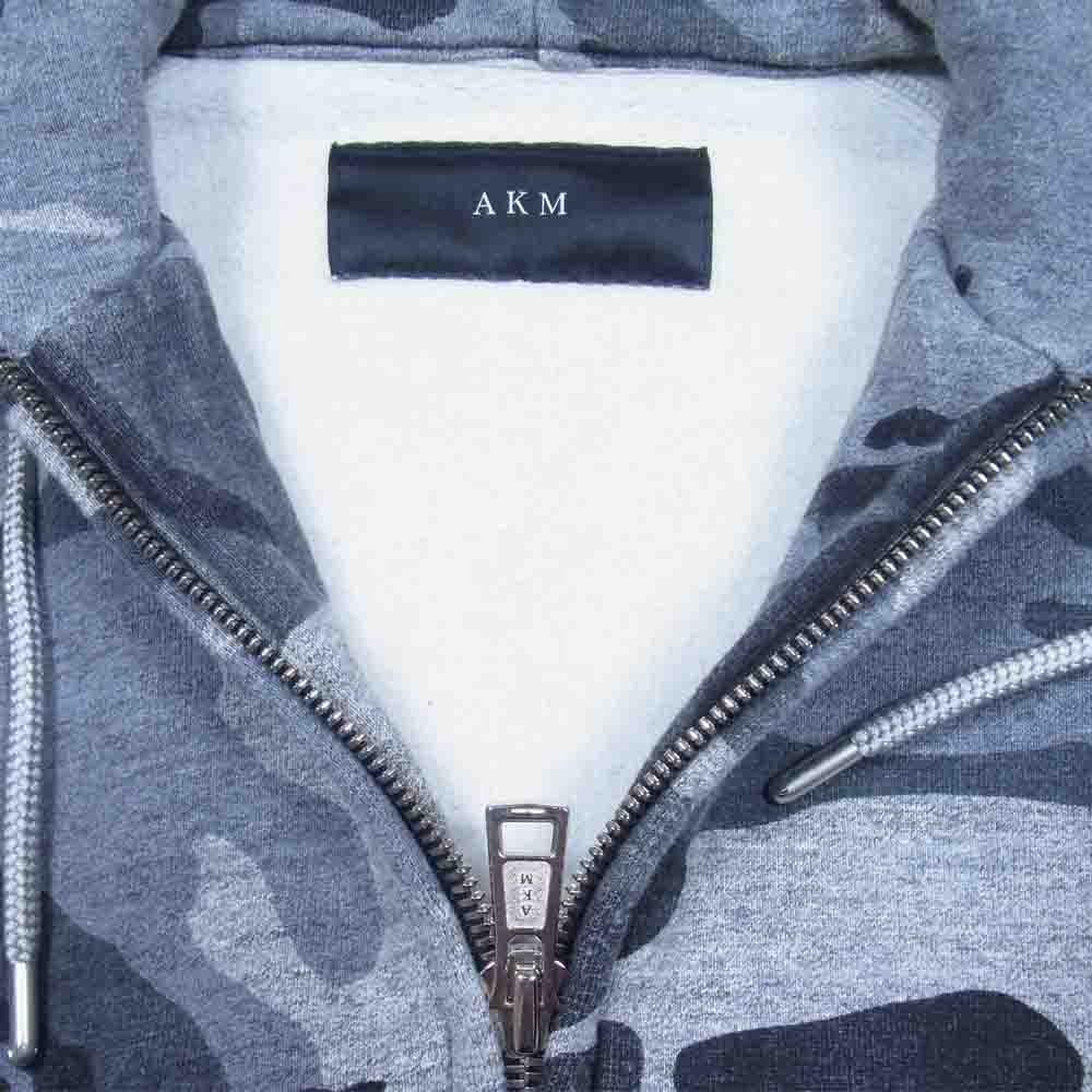 AKM エイケイエム J077 CTN099 ORIGINAL ROUGHY SWEAT ソリッド カモフラ ジップ パーカー SUIBOKU CAMO グレー系 S【中古】