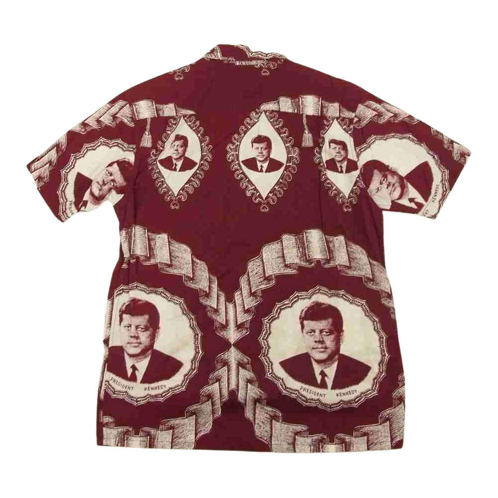 Supreme シュプリーム 13SS Kennedy Shirt ケネディ JFK 半袖 総柄 シャツ ワインレッド系 S【中古】