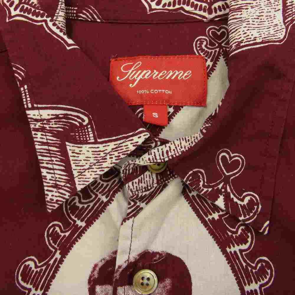 Supreme シュプリーム 13SS Kennedy Shirt ケネディ JFK 半袖 総柄 シャツ ワインレッド系 S【中古】