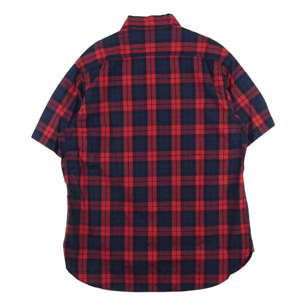 SASAFRAS ササフラス C&P.O. APRON SHIRT チェック 半袖 シャツ コットン 日本製 レッド系 ダークネイビー系 M【中古】