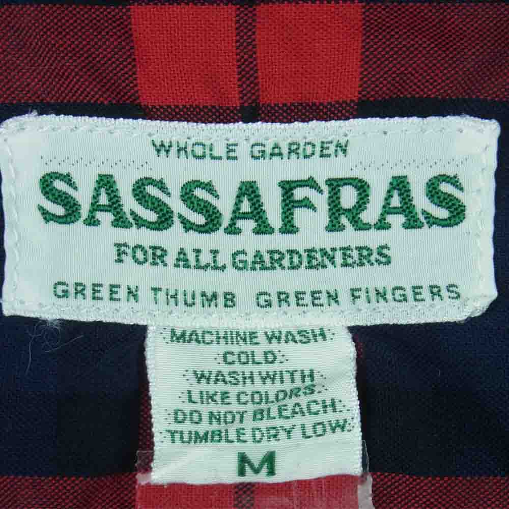 SASAFRAS ササフラス C&P.O. APRON SHIRT チェック 半袖 シャツ コットン 日本製 レッド系 ダークネイビー系 M【中古】