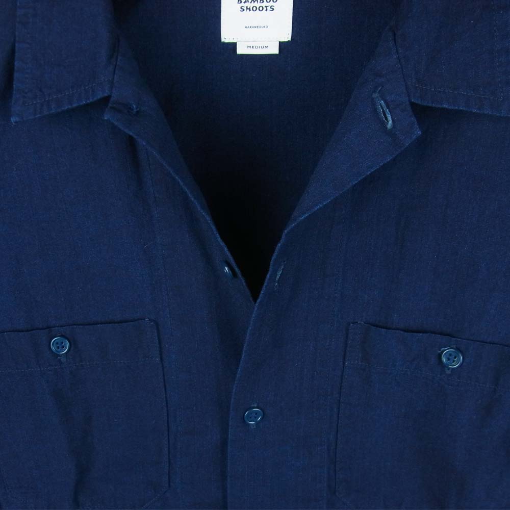 BAMBOO SHOOTS バンブーシュート S/S CHAMBRAY OPEN COLLAR SHIRT ショートスリーブ シャンブレー オープン カラー 半袖 シャツ インディゴブルー系 M【中古】