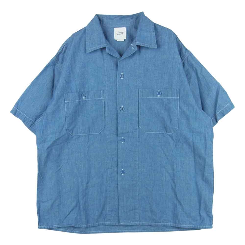 BAMBOO SHOOTS バンブーシュート S/S CHAMBRAY OPEN COLLAR SHIRT ショートスリーブ シャンブレー オープン カラー 半袖 シャツ インディゴブルー系 M【中古】