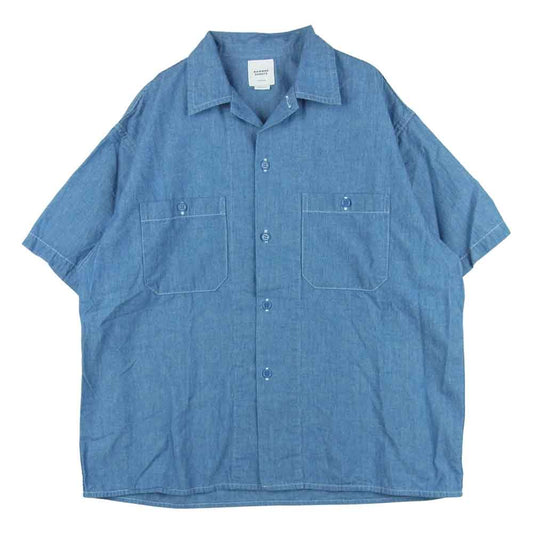 BAMBOO SHOOTS バンブーシュート S/S CHAMBRAY OPEN COLLAR SHIRT ショートスリーブ シャンブレー オープン カラー 半袖 シャツ インディゴブルー系 M【中古】