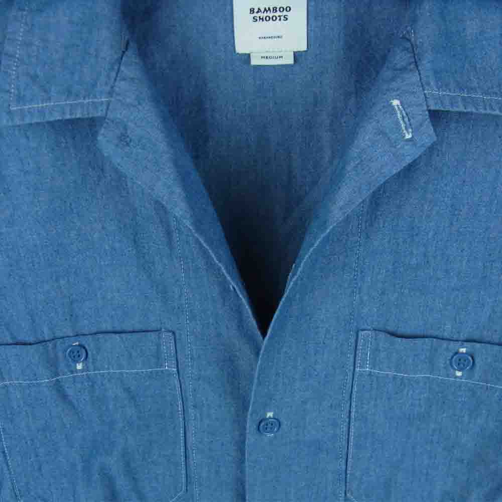 BAMBOO SHOOTS バンブーシュート S/S CHAMBRAY OPEN COLLAR SHIRT ショートスリーブ シャンブレー オープン カラー 半袖 シャツ インディゴブルー系 M【中古】