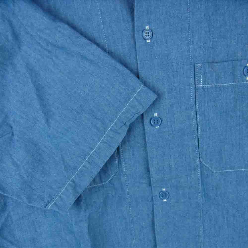 BAMBOO SHOOTS バンブーシュート S/S CHAMBRAY OPEN COLLAR SHIRT ショートスリーブ シャンブレー オープン カラー 半袖 シャツ インディゴブルー系 M【中古】