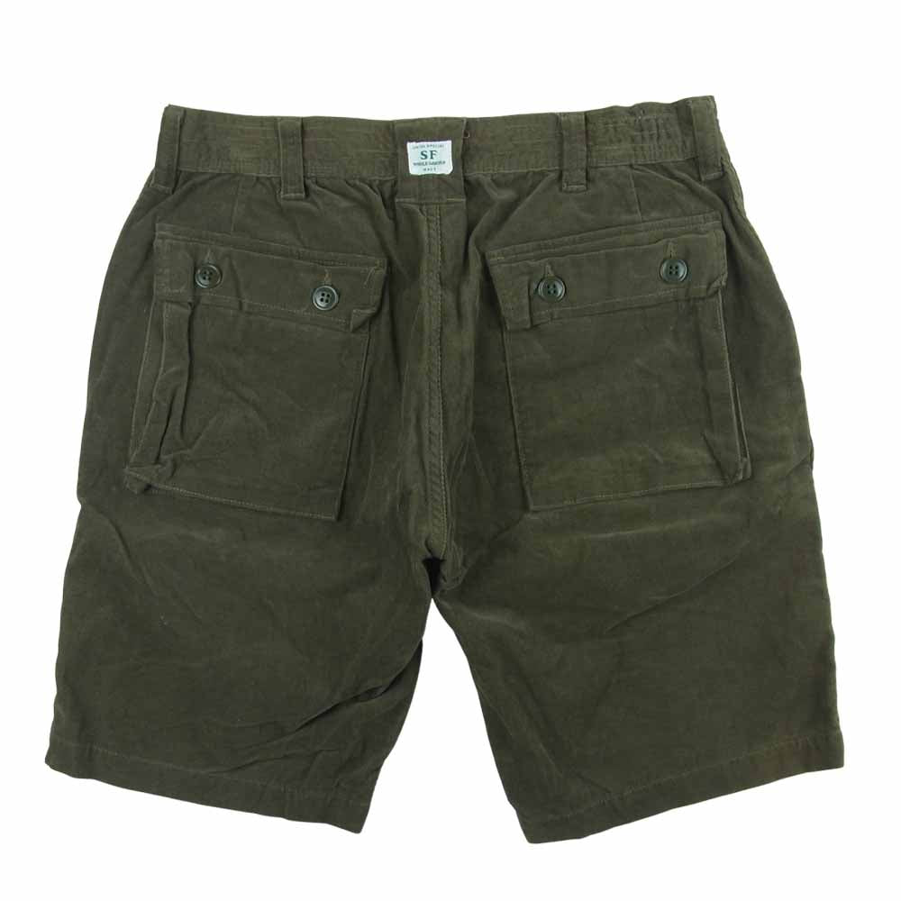 SASAFRAS ササフラス G.D.U. PANTS 1/2 コーデュロイ ショーツ ショート パンツ 日本製 カーキ系 M【中古】