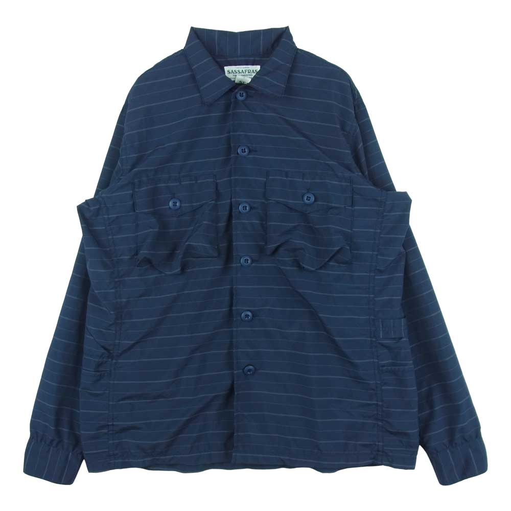 SASAFRAS ササフラス GARDENER HALF ガーデナー ハーフ ロングスリーブ 長袖 シャツ グレイッシュダークネイビー系 S【中古】
