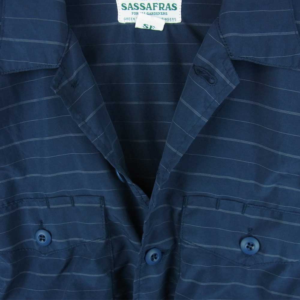 SASAFRAS ササフラス GARDENER HALF ガーデナー ハーフ ロングスリーブ 長袖 シャツ グレイッシュダークネイビー系 S【中古】