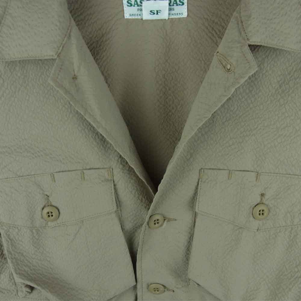 SASAFRAS ササフラス GARDENER HALF 1/2 ガーデナー ハーフ 半袖 シャツ 日本製 ベージュ系 S【中古】